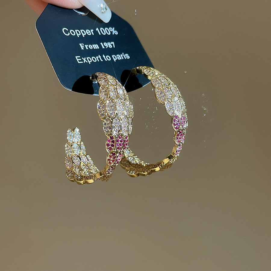 European and American fashion full-diamond niche high-end micro-inlaid zirconia earrings, retro trendy light luxury style silver needle earrings - view 7
