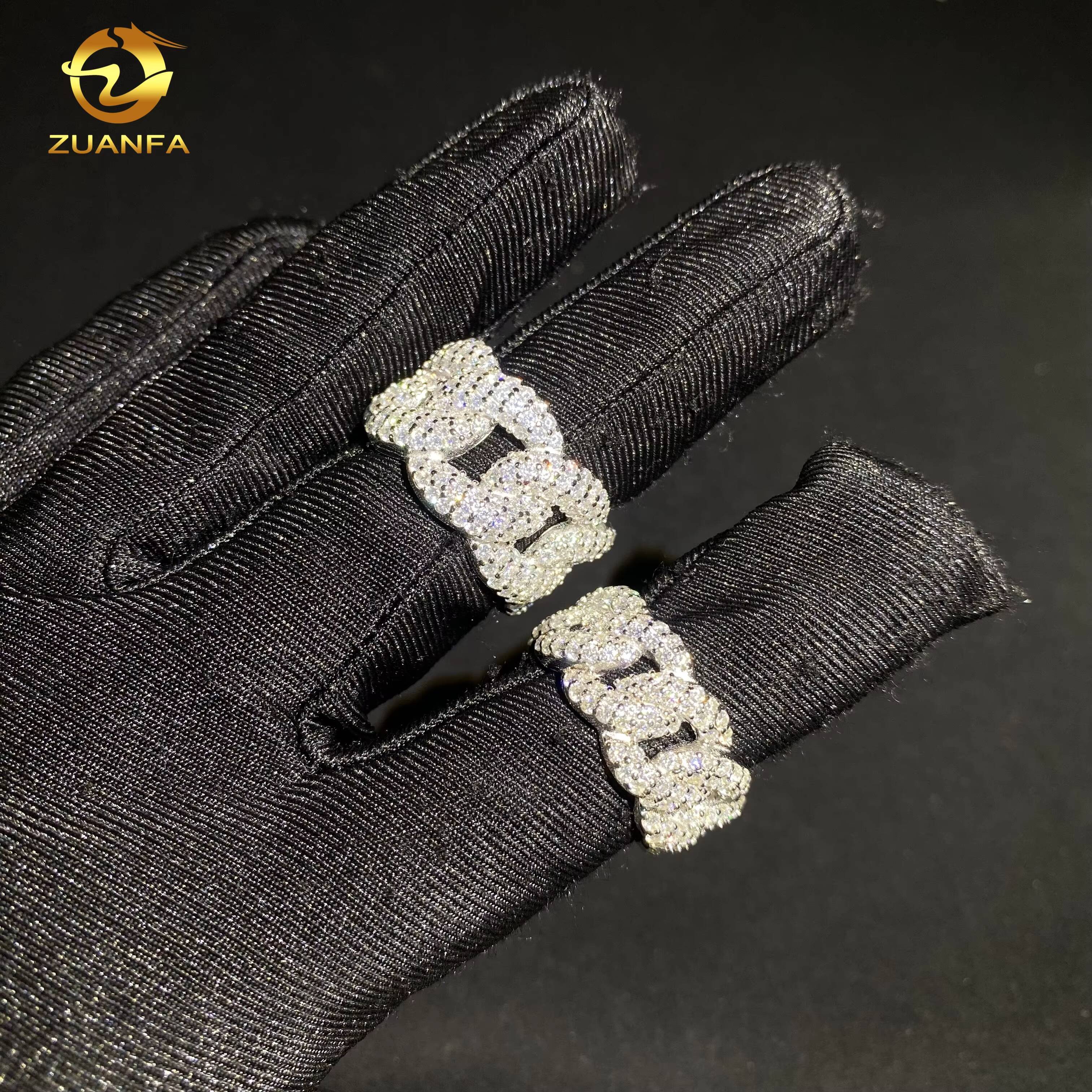Iced Out Diamond Men Cuban Ring GRA Certificate Custom Hip Hop VVS D Moissanite 925 Silver Fine Jewelry Diamond Rings