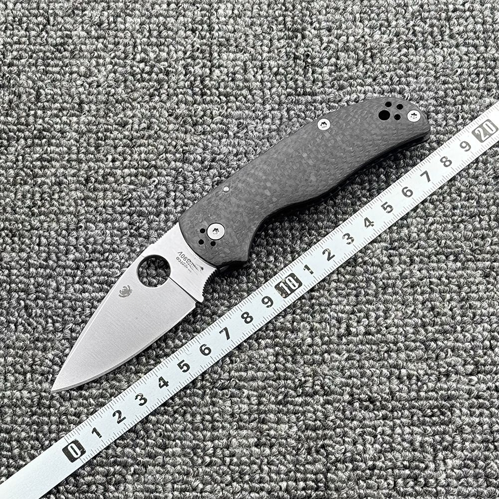 C41 Carbon Fiber Handle Folding High Hardness Outdoor Camping Wilderness Survival Pocket Tool Knife