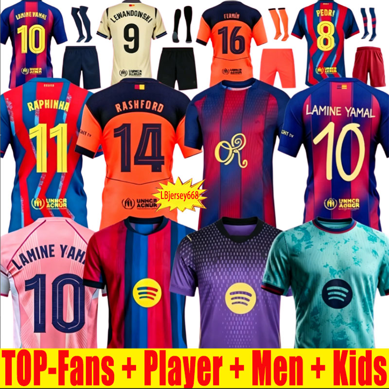 25 26 27 Barcelona jersey LAMINE YAMAL PEDRI GAVI Soccer Jersey RAPHINHA Camiseta De Football Shirt KOUNDE F. DE JONG FERMIN OLMO BALDE CUBARSI
