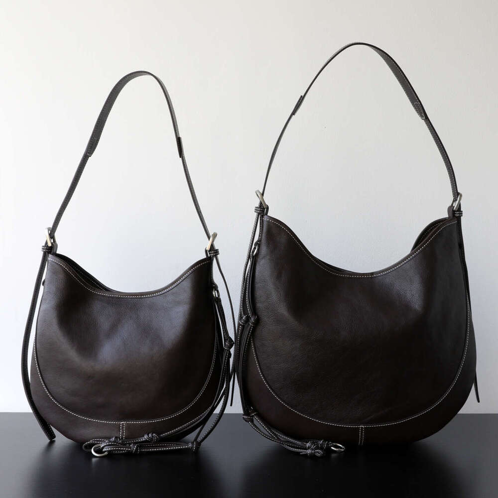 Niche Light Luxury Retro Saddle Bag Large Capacity Top Layer Vegetable Tanned Leather Casual Versatile Tote Handbag SENYY