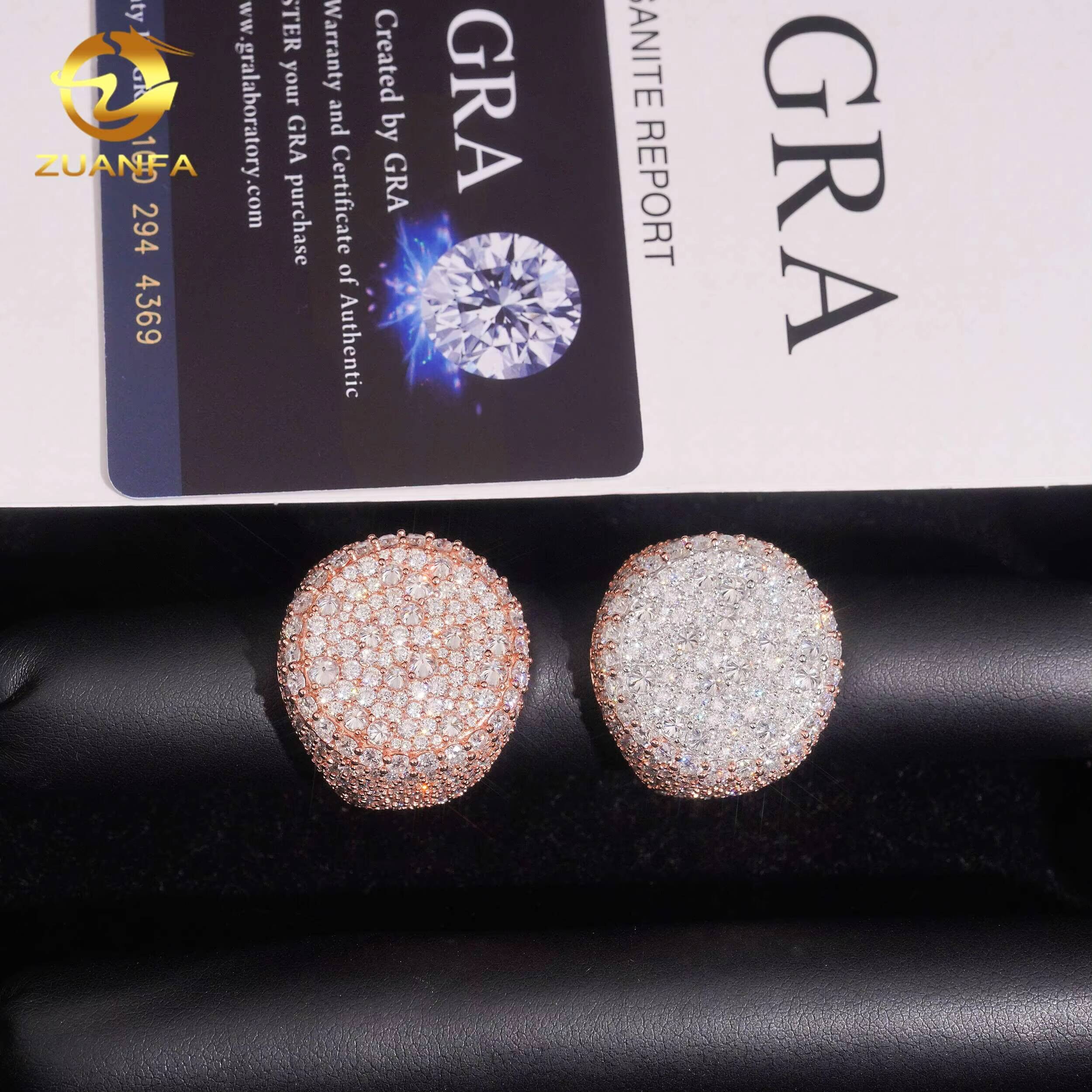 New Design Mosaic Reverse Setting Iced Out Ring 925 Sterling Silver VVS Moissanite Pass Diamond Test Diamond Hip Hop Ring