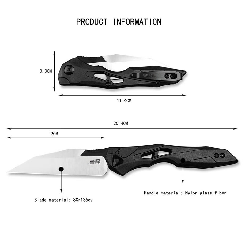 KS7650 Portable Multifunctional Pocket Folding Knife, EDC Outdoor Camping Knife with Nylon Handle, 8Cr13Mov Blade