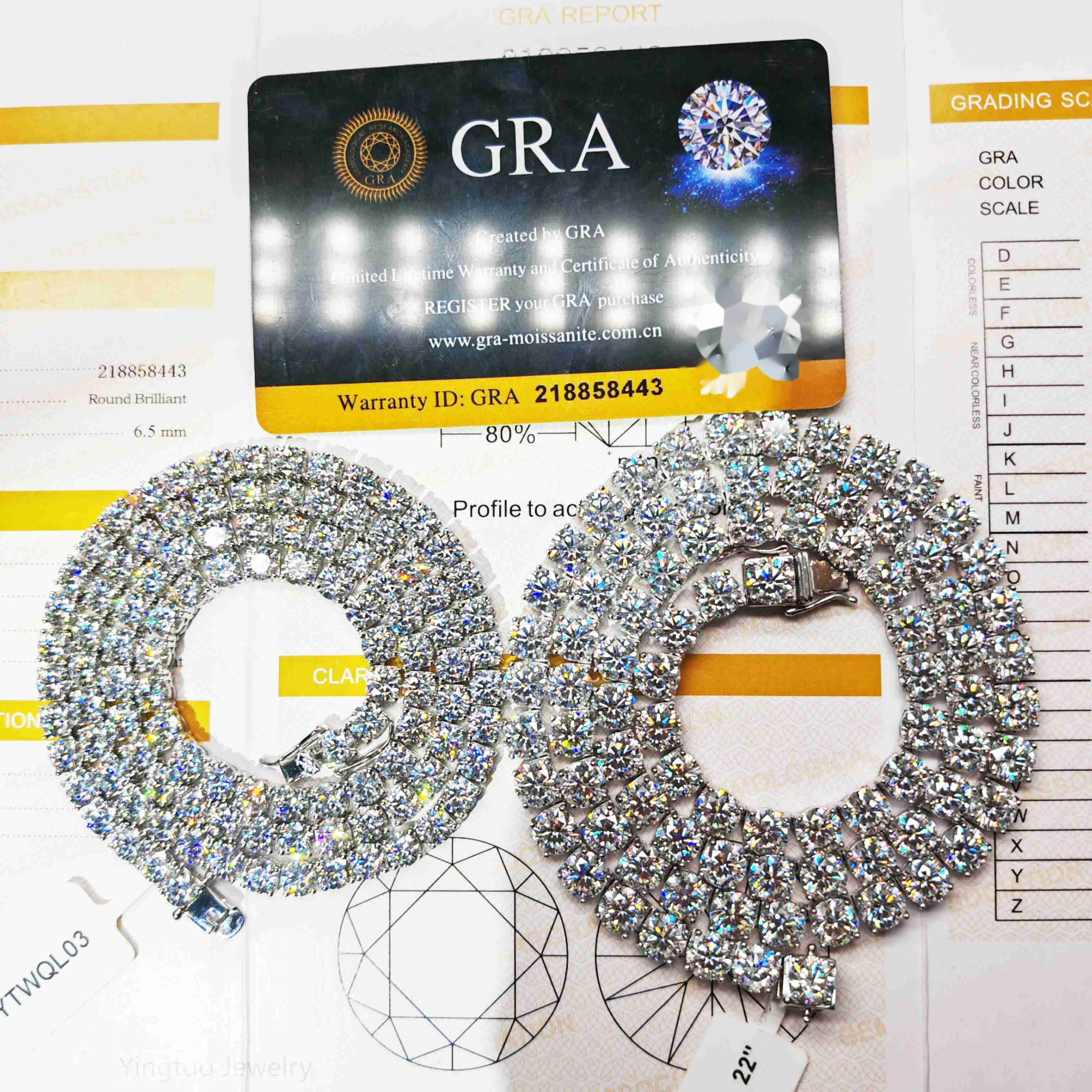 Factory Price Iced Cut 2mm 3mm 4mm 5mm 65mm VVS Silver 925 Hip Hop VVS Moissanite Diamond Tennis Chain for Women Men