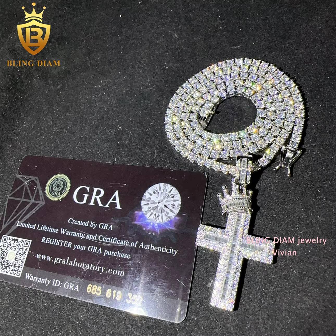 VVS Moissanite Diamond Cross Pendant 925 Sterling Silver Hip Hop Iced Out Style Passes Diamond Tester Pendants Charms