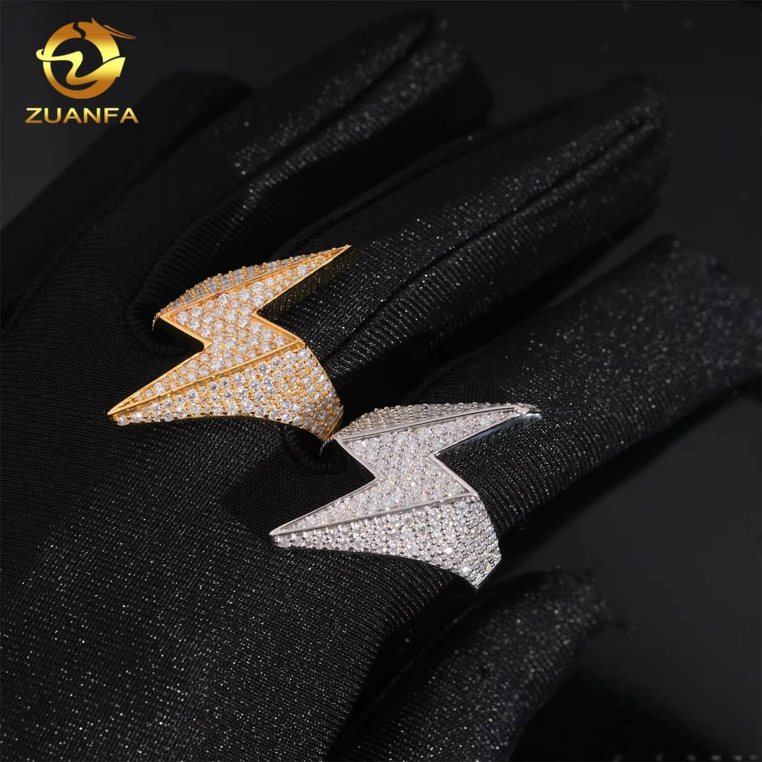 Hip Hop Jewelry 925 Sterling Silver High Quality Lightning Iced Out Men Diamond Moissanite Ring
