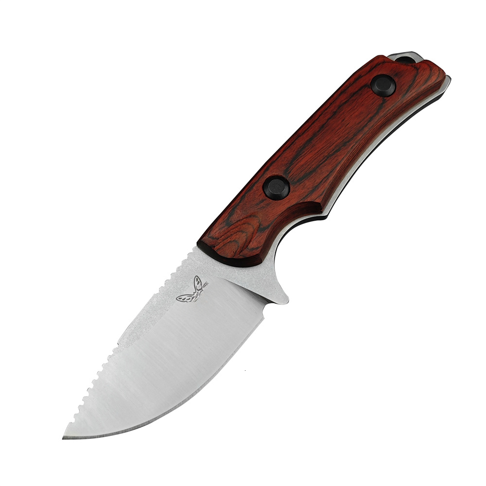 BM 15017 Hunt Hidden Canyon Hunter Mini Drop Point Fixed Blade Knife Wood / Orange G10 Handle Tactical Survival Camping Knives