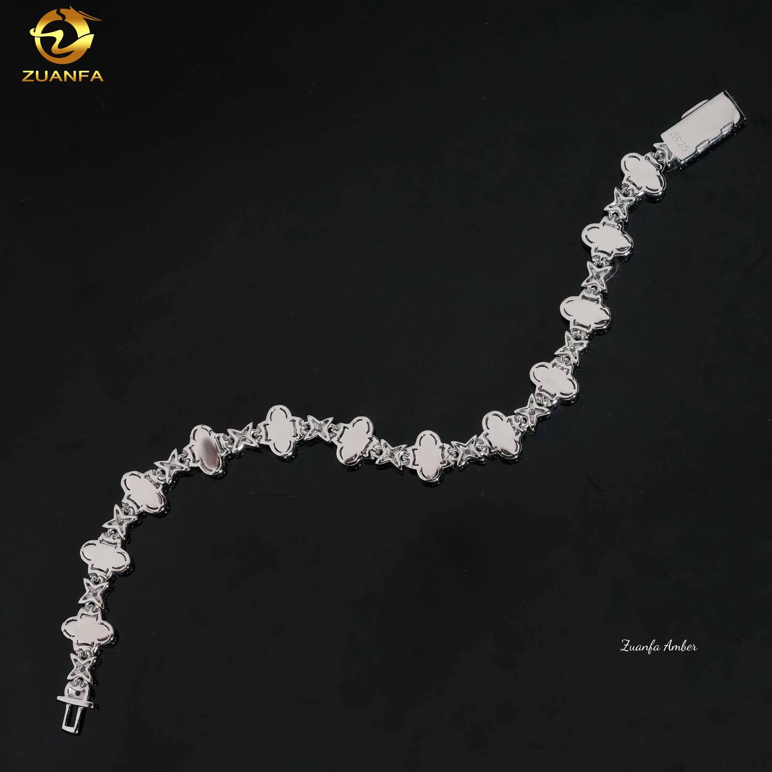 Vintage Cuban Bracelet Pass Diamond Test VVS Moissanite 925 Sterling Silver Gold Plated Iced Out Hip Hop Linked Men Bracelet