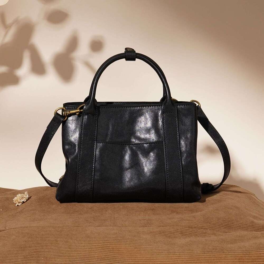 Vegetable Tanned Top Layer Cowhide Handbag Large Capacity Genuine Leather Fashion Casual Versatile Shoulder Crossbody Bag SENYY