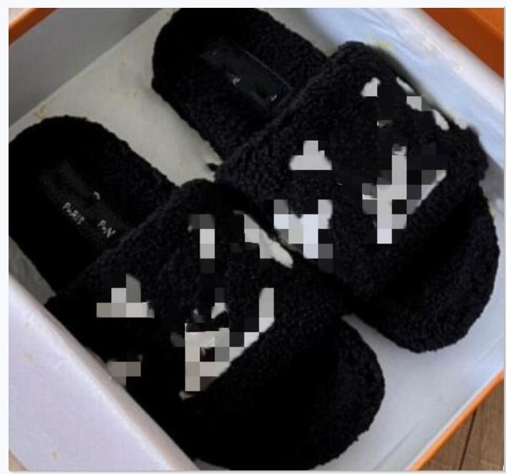Women plush slippers fluffy cashmere slippers luxury brand Designer shoes warm indoor flip flops fashion anti slip size 35-42 V63