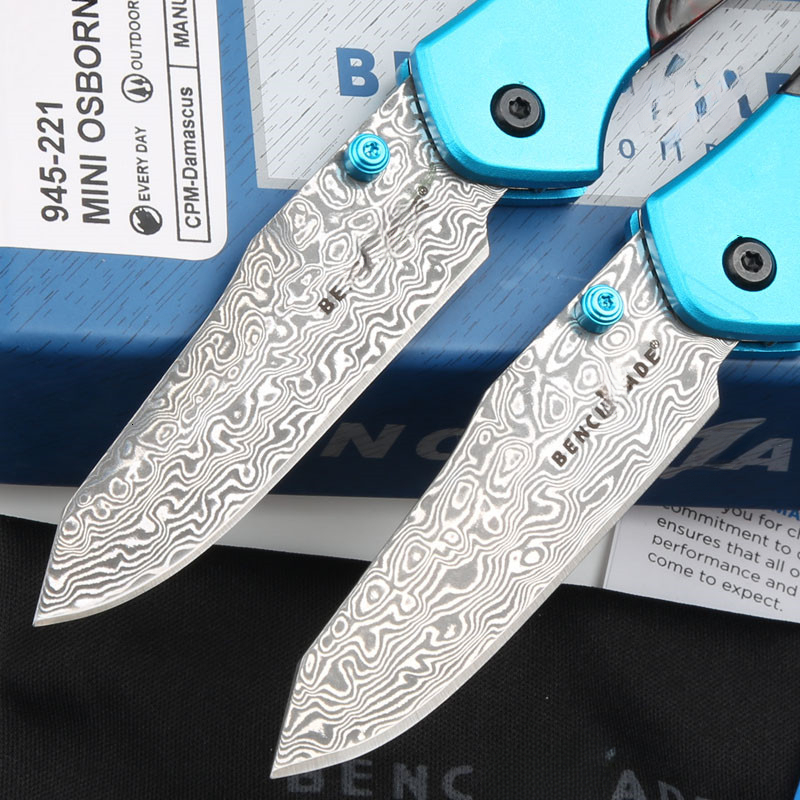 BM 945 Gold Mini Class O Sbor Ne Folding Knife 2.92" Vg10 Damascus Blade Carbon Fiber Handle Outdoor Hunting Camping Knife