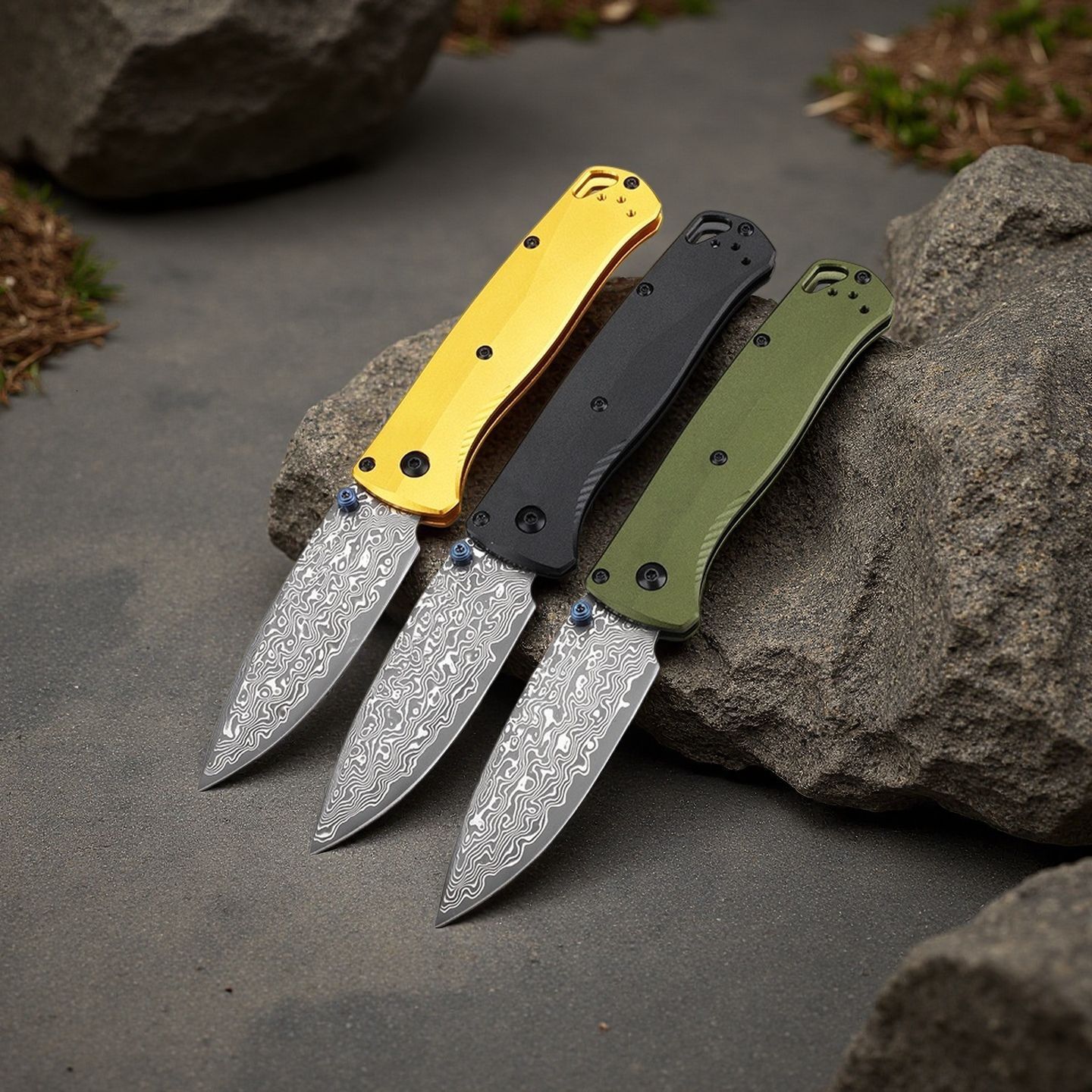 Tactical BM 535 Damascus Blade Pocket Folding Knife Aluminum Handle EDC Outdoor Camping Hunting Cutting Survival Tools