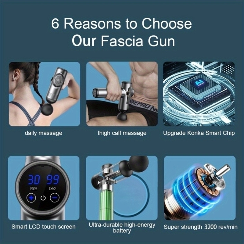 99 Level Massage Gun Fascia Deep Muscle Relax Body Massager Electric Fitness Equipment Noise Reduction Male Female 260424