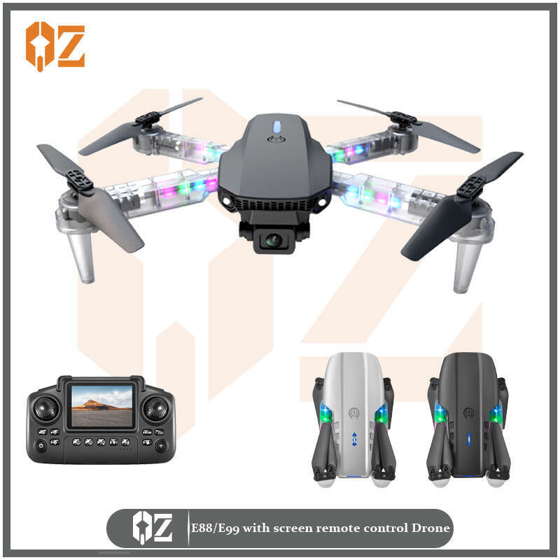 E88 E99 Drone, Screen Control RC Aircraft, Dual Camera Aerial Photography, Optical Flow Positioning, Colorful Light Design, Foldable RC Quadcopter Toy