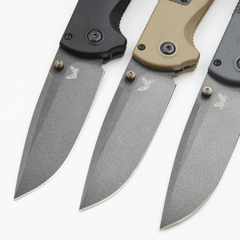 BM 430 Redoubt Folding Knife 3.55" CPM-D2 Graphite Black Plain Blade Grivory Handles 430BK Camping Tool with Clip Pocket Knife