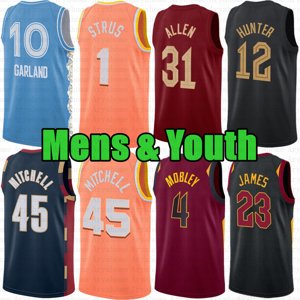 Donovann Mitchell Basketball Jersey Darius Garland Evan Mobley Max Strus Cavs Jarrett Allen DeAndre Hunter Georges Niang City Dean Wade Jerome Sam Mer