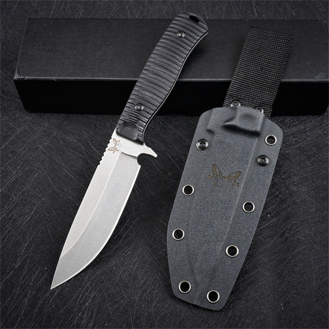 BM 539 Straight Knife with Sheath Green G10 Handle Edc Multitool Knives Utility Fishing Cutting Outdoor EDC Essential Equipment