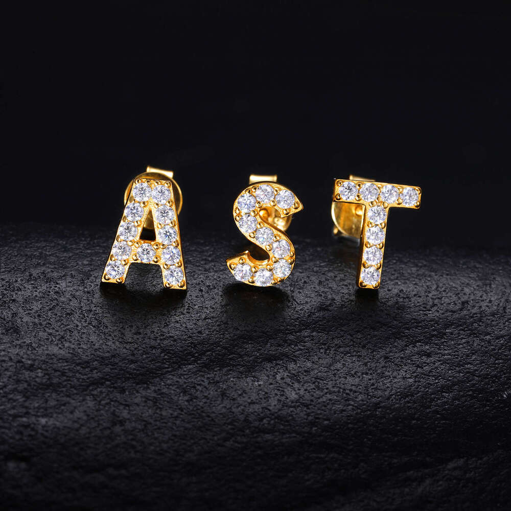 S925 silver moissanite hip-hop new simple style, 26 letter earrings, trendy fashion earrings for women - view 7