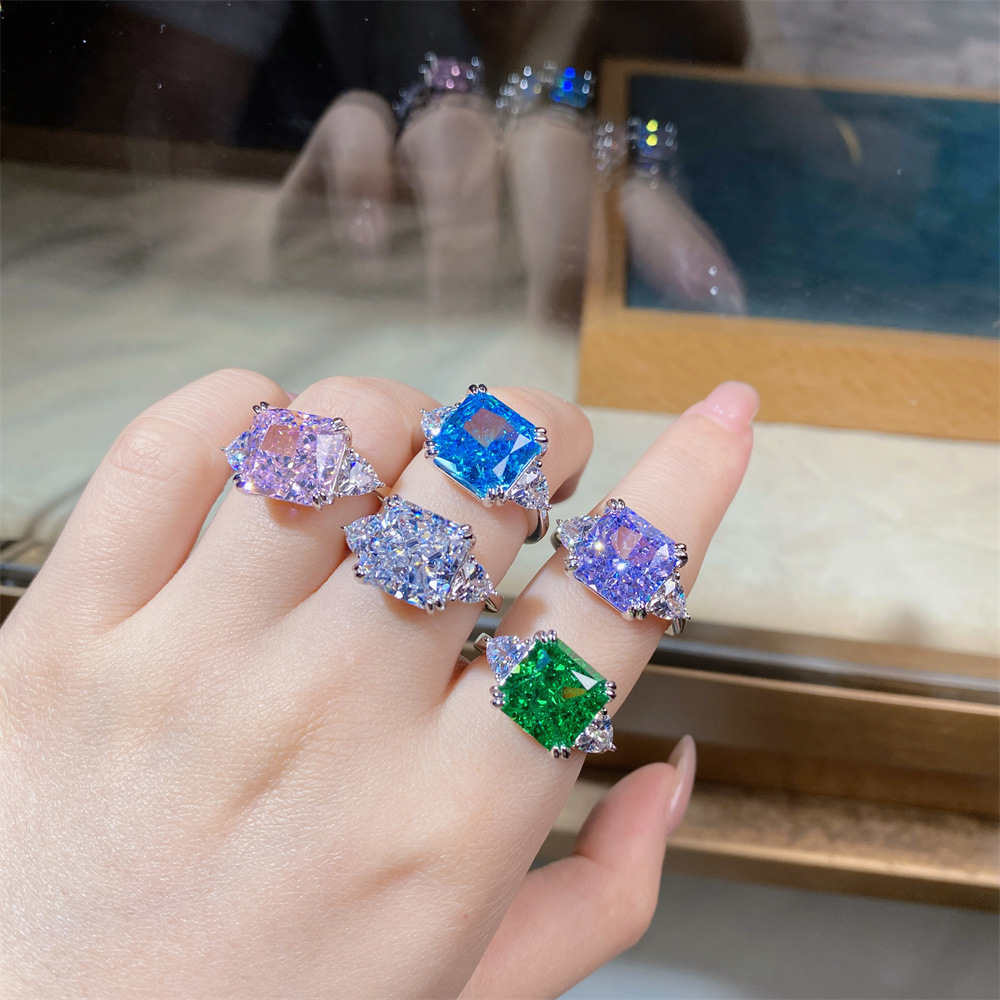 Choucong 5CT Radiant Cut High Carbon Diamond Luxury Jewelry 100% Solid 925 Sterling Silver Party Three Stone Eternity Women Wedding Bridal Ring For Da