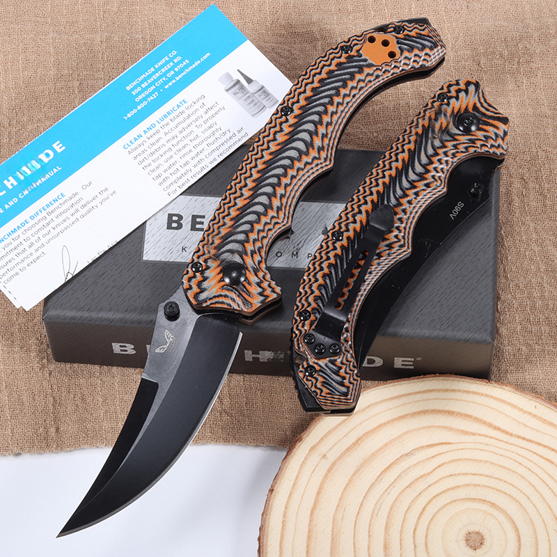 BM Mini Bedlam 865 Tactical Folding Claw Knife D2 Blade G10 Handle Portable Outdoor Utility Knife with Hunting Function