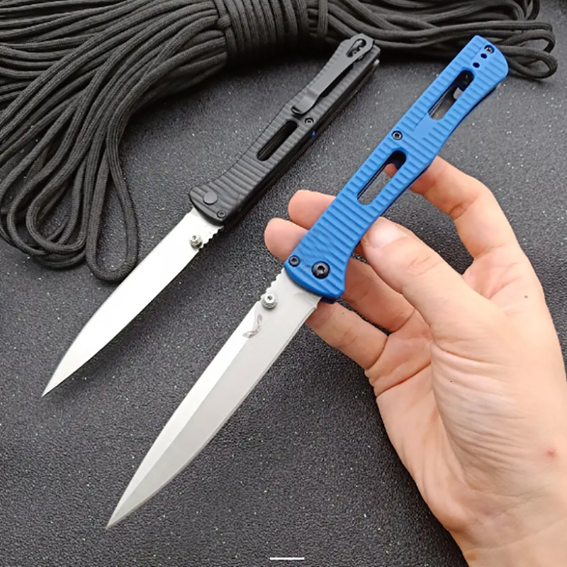 BM417 Fact Folding Pocket Knife Spear Point Blade Nylon Fiber Handle Outdoor Camping Tactical Knife Self-Defense EDC Tool