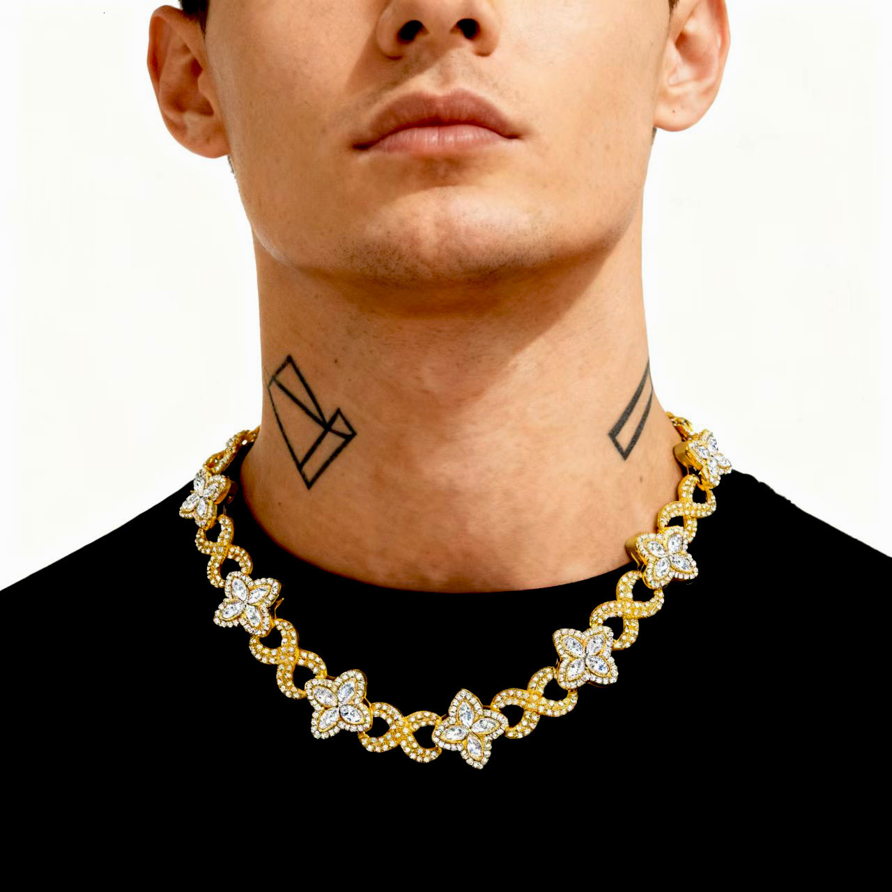 Designer Designer European and American Hot-Selling Four-Leaf Clover 8-Shape Cuban Chain Necklace Trendy Cool High-End Feel Unisex Necklace