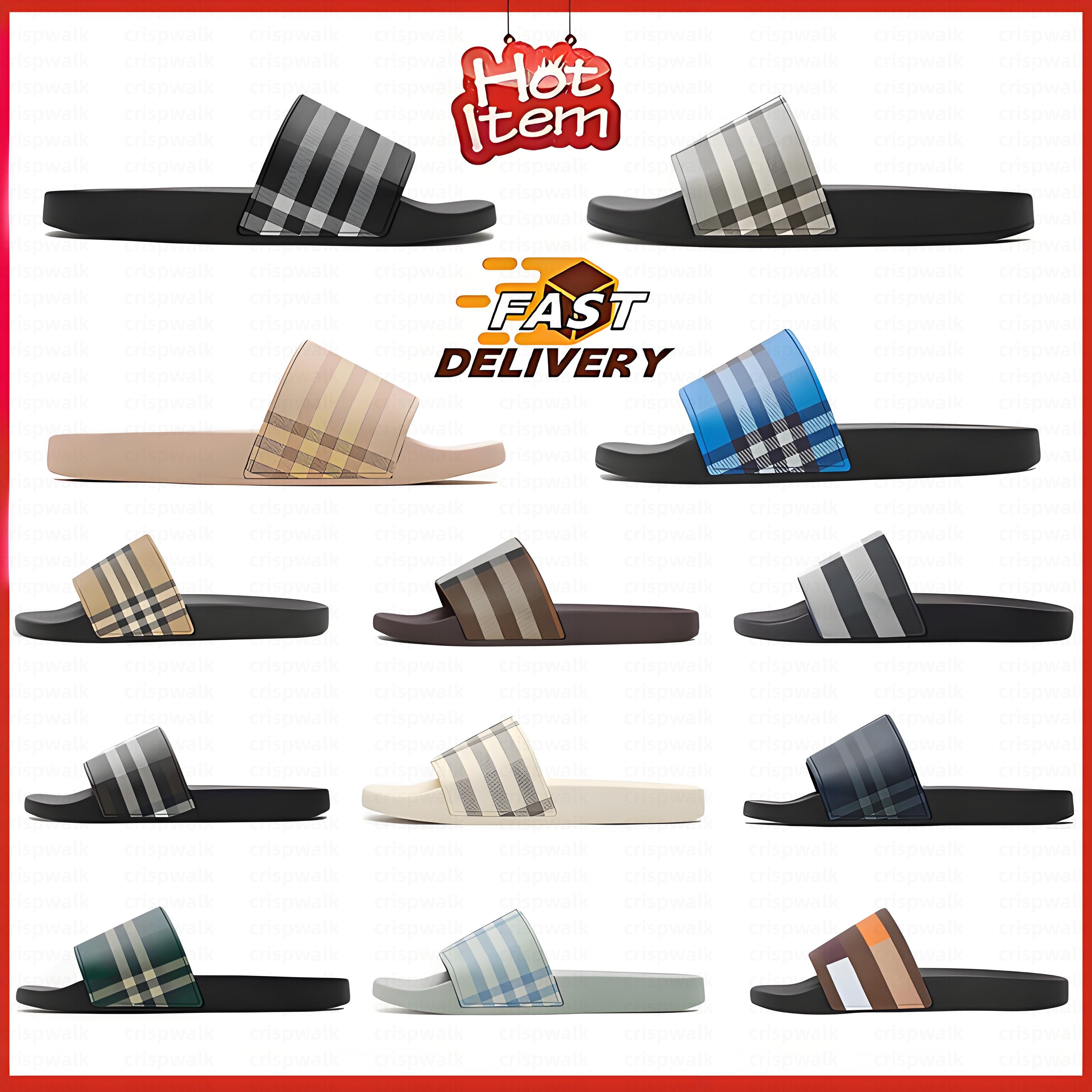 Designer Fashion Vintage Printing Tartan Slipper Casual Rubber Slide Summer Outdoors Womens Mens Dark Cerulean Blue Mangrove Pool Beach Flip Flops Slides