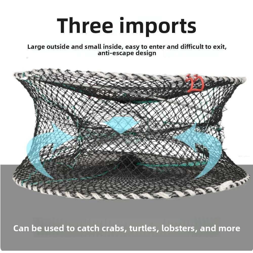 Reinforced Crab Cage Heavy Duty Lobster Shrimp Trap Foldable Sea Fishing Net Portable Coastal Catching Tool for Seaside Outdoor Use