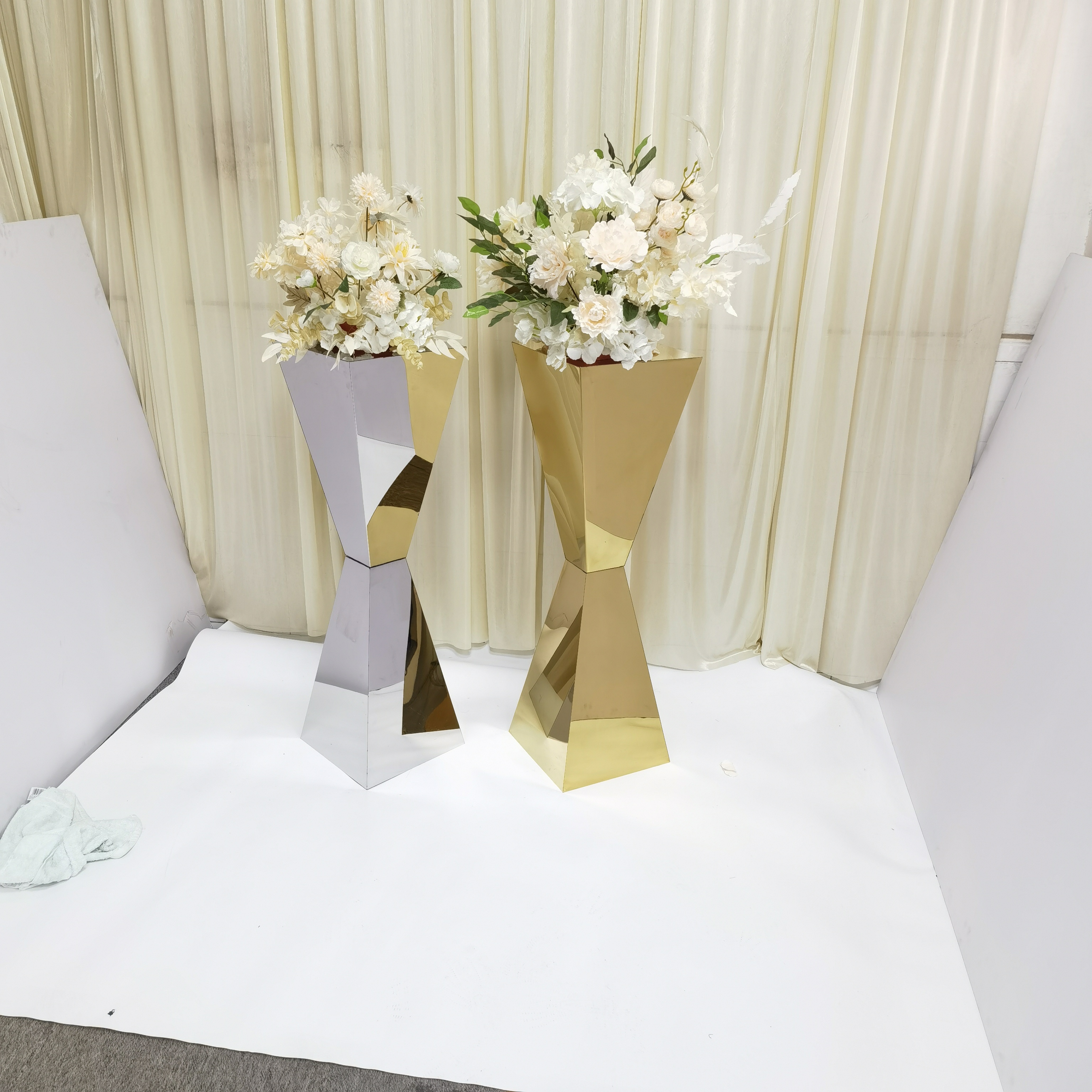 Wedding Table Centerpieces Stainless Steel Flower Stands Vases Road Lead Party Decoration