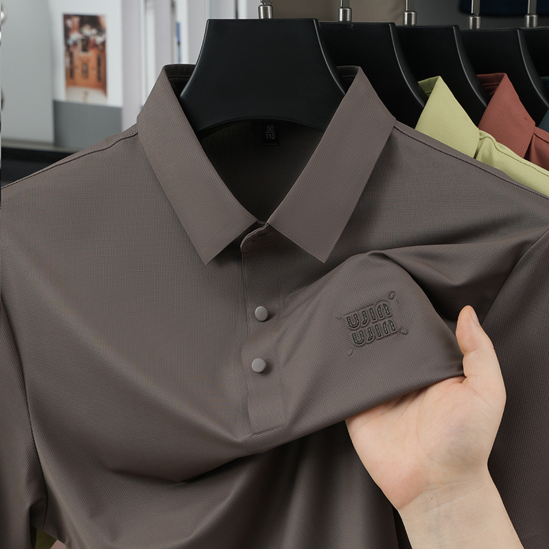 2026 Summer New Ice Silk Designer Short Sleeved Mens Seamless Nylon Cooling And Business High-end Mens Polo Shirt88