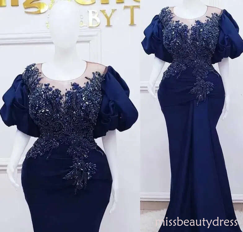 2026 Plus Size Arabic Aso Ebi Royal Blue Mermaid Prom Dresses Lace Beaded Crystals Evening Formal Party Second Reception Birthday Engagement Gowns Dre