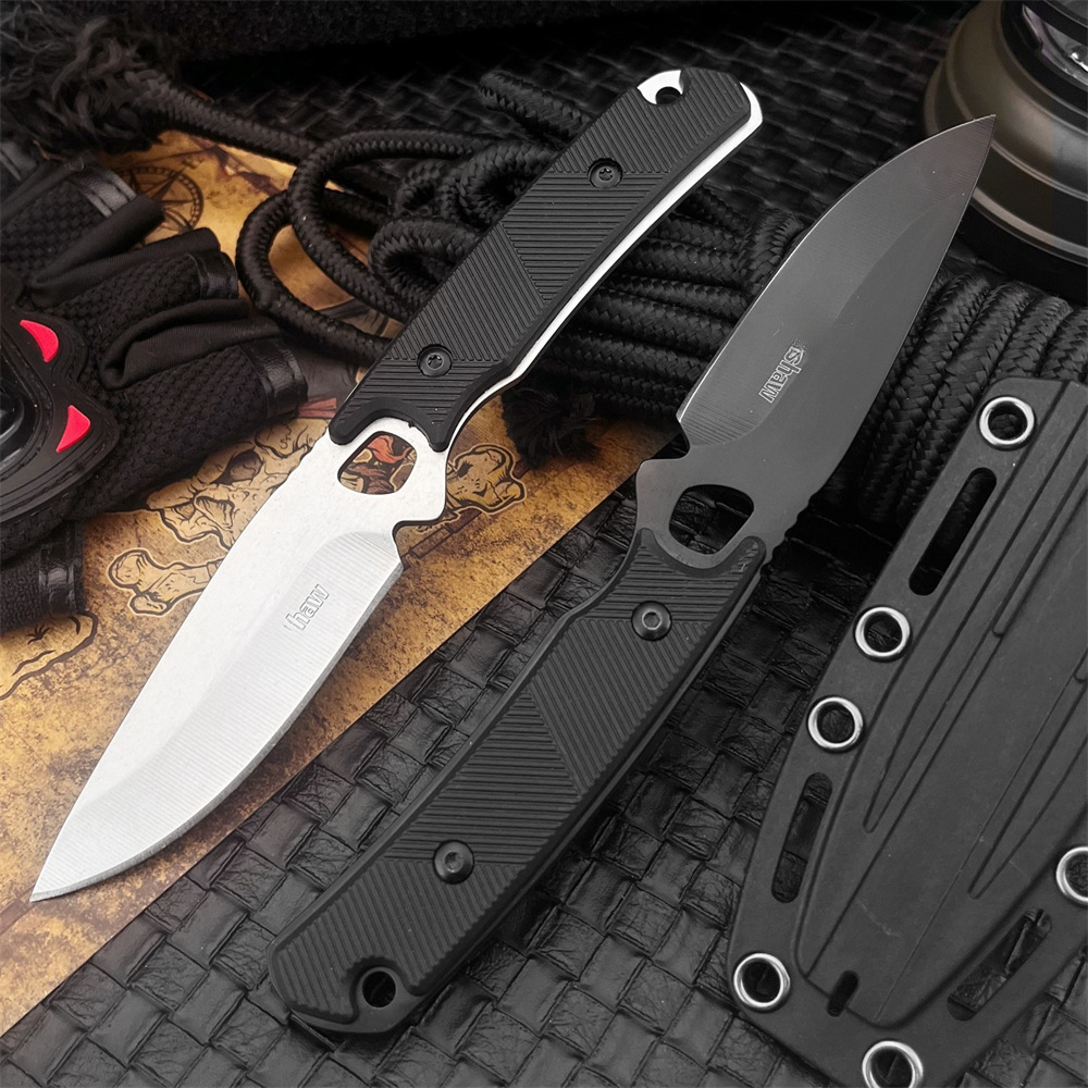 KS 2048 Fixed Blade Knife 8Cr13Mov Blade Nylon Fiber Handle Outdoor Pocket Knife EDC Camping Hunting Survival Military Tools