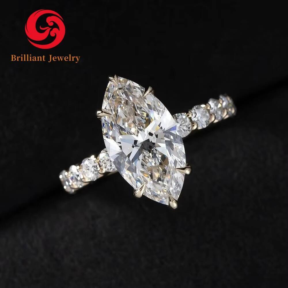 4CT 5CT Labgrown Marquise Cut CVD Diamonds Engagement Ring 14K Yellow Gold Lab Grown Diamond Rings IGI Certified