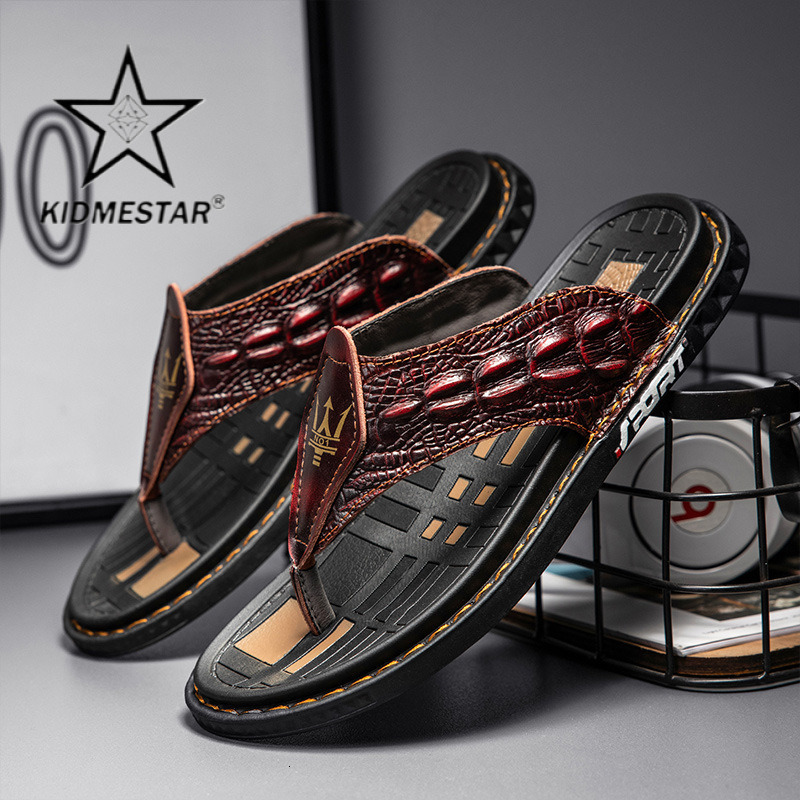 Fashionable Crocodile-patterned Beach Men's Luxurious Sandals Designed By A Renowned Designer New Summer Style Comfortable Outdoor Cool And Breat
