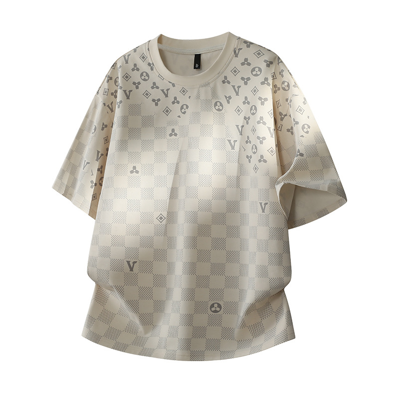 Free shipping fashion menswear 2026 summer new collection versatile printed design casual loose fit trendy short sleeve T-shirt