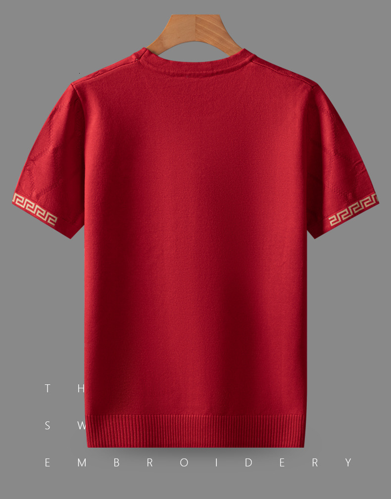 Mens Designer Short Sleeved Fashion Trend Summer Knitted Half Sleeved T-shirt Large Size Fashionable Luxury Base T-shirt Silk Cotton