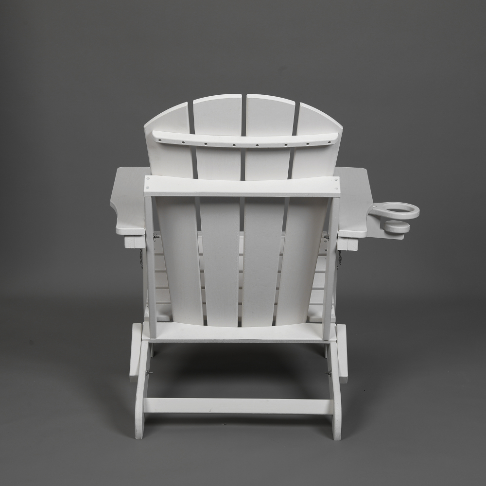 Wholesale HDPE Folding Adirondack Chair with Dual Cup Holder - Composite Adirondack Chair with Wood Texture- White