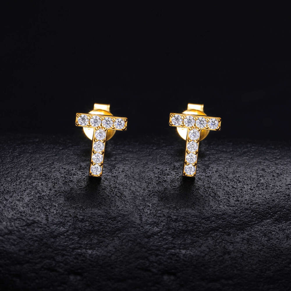S925 silver moissanite hip-hop new simple style, 26 letter earrings, trendy fashion earrings for women - view 8