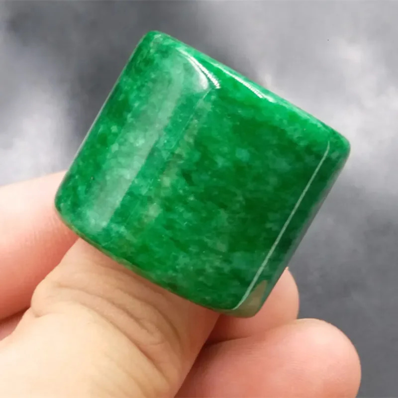 Natural Green Jade 22MM Ring Jadeite Amulet Fashion Chinese Charm Jewelry Hand Carved Crafts Luck Gift Men 260427