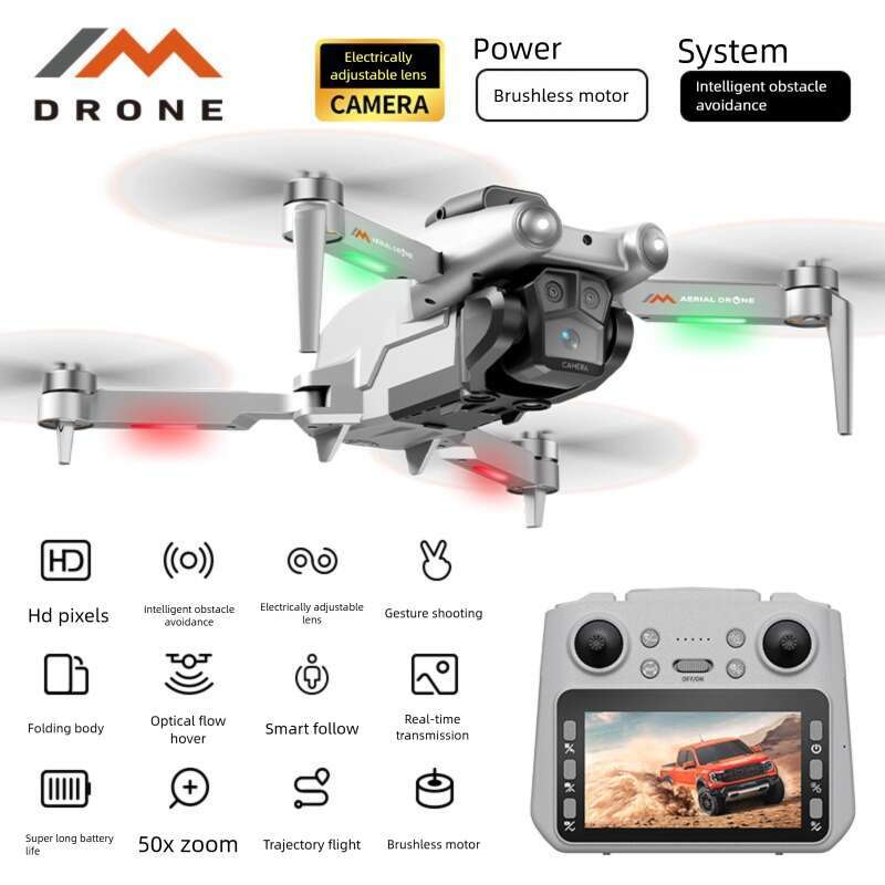 M6 Brushless Drone Large Screen Remote Control Intelligent Obstacle Avoidance Optical Flow Positioning HD Aerial Photography Foldable RC Quadcopter Ai