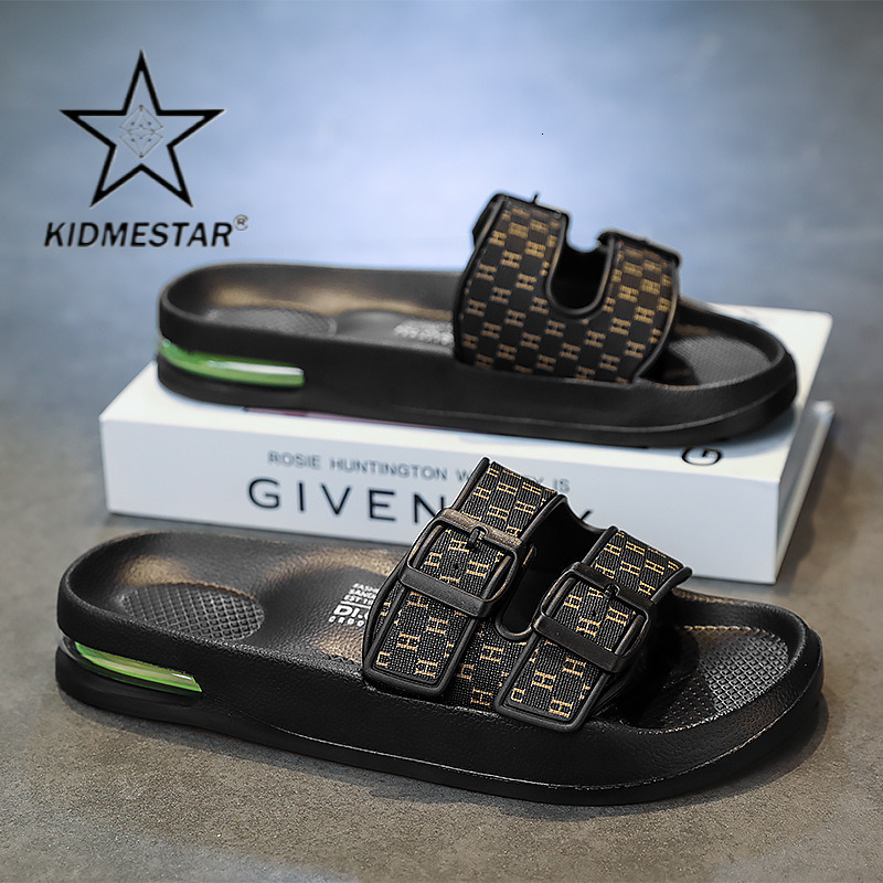 Designer Luxury Men's Casual Outdoor High-end Beach Sandals For Home Wear Comfortable Korean-style Lightweight Double Buckle Style With Anti-slip