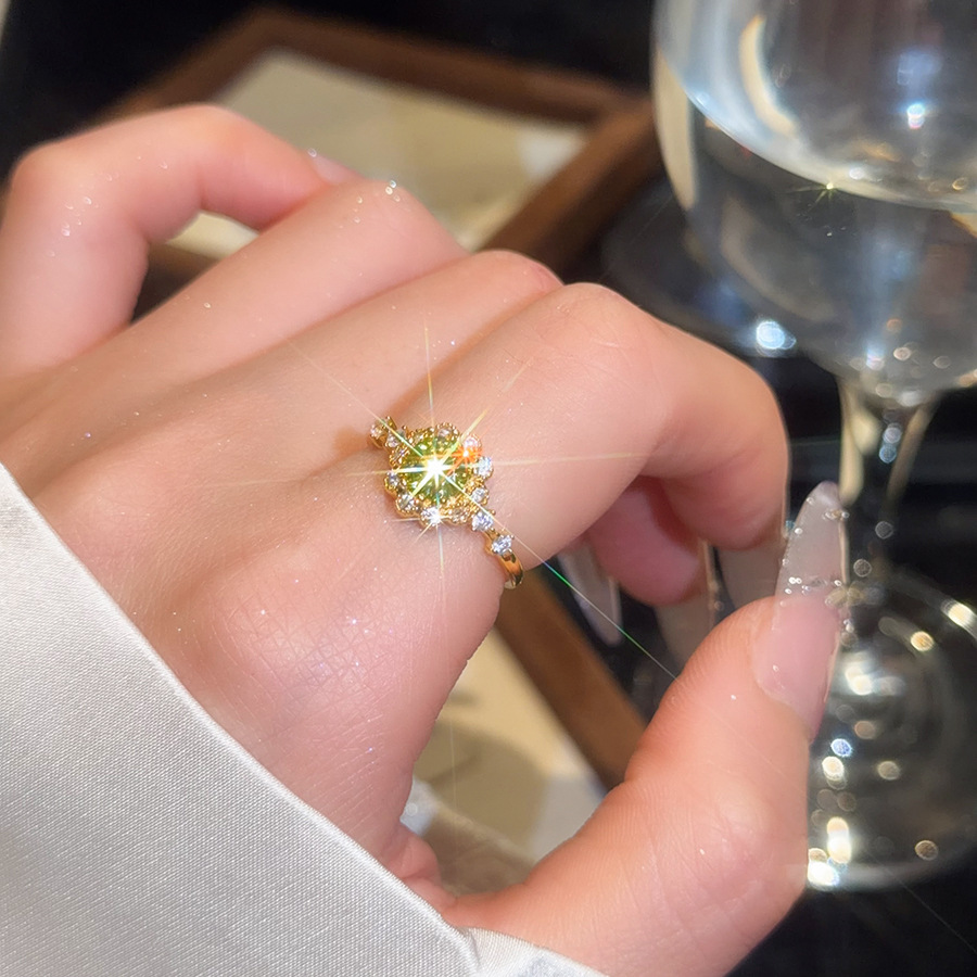 2026 New Zircon Flower Open Ring with Elegant Design, Forest Style Ring, Light Luxury, High-End, Stylish Jewelry - view 4