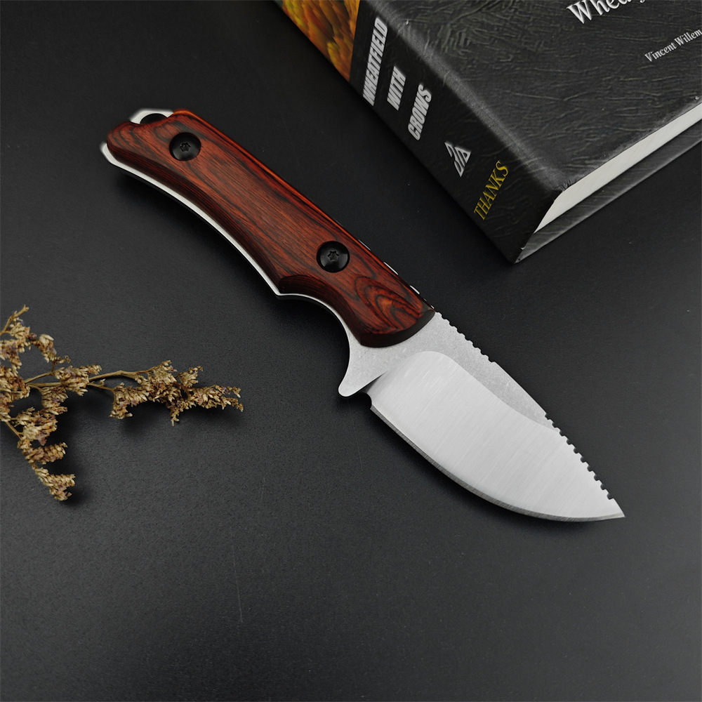 BM 15017 Hunt Hidden Canyon Hunter Mini Drop Point Fixed Blade Knife Wood / Orange G10 Handle Tactical Survival Camping Knives