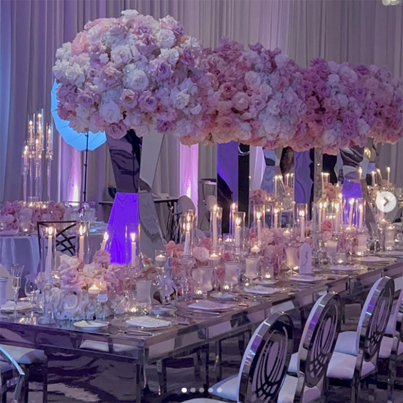 Wedding Table Centerpieces Stainless Steel Flower Stands Vases Road Lead Party Decoration