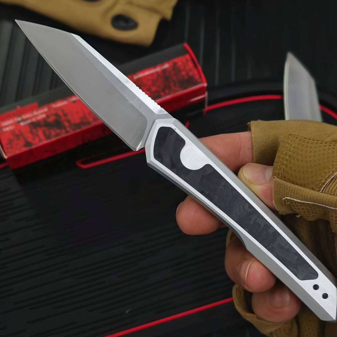 7050 high hardness 8CR13MOV blade folding knife aviation aluminum carbon fiber handle outdoor EDCknife jungle defense hunting knife