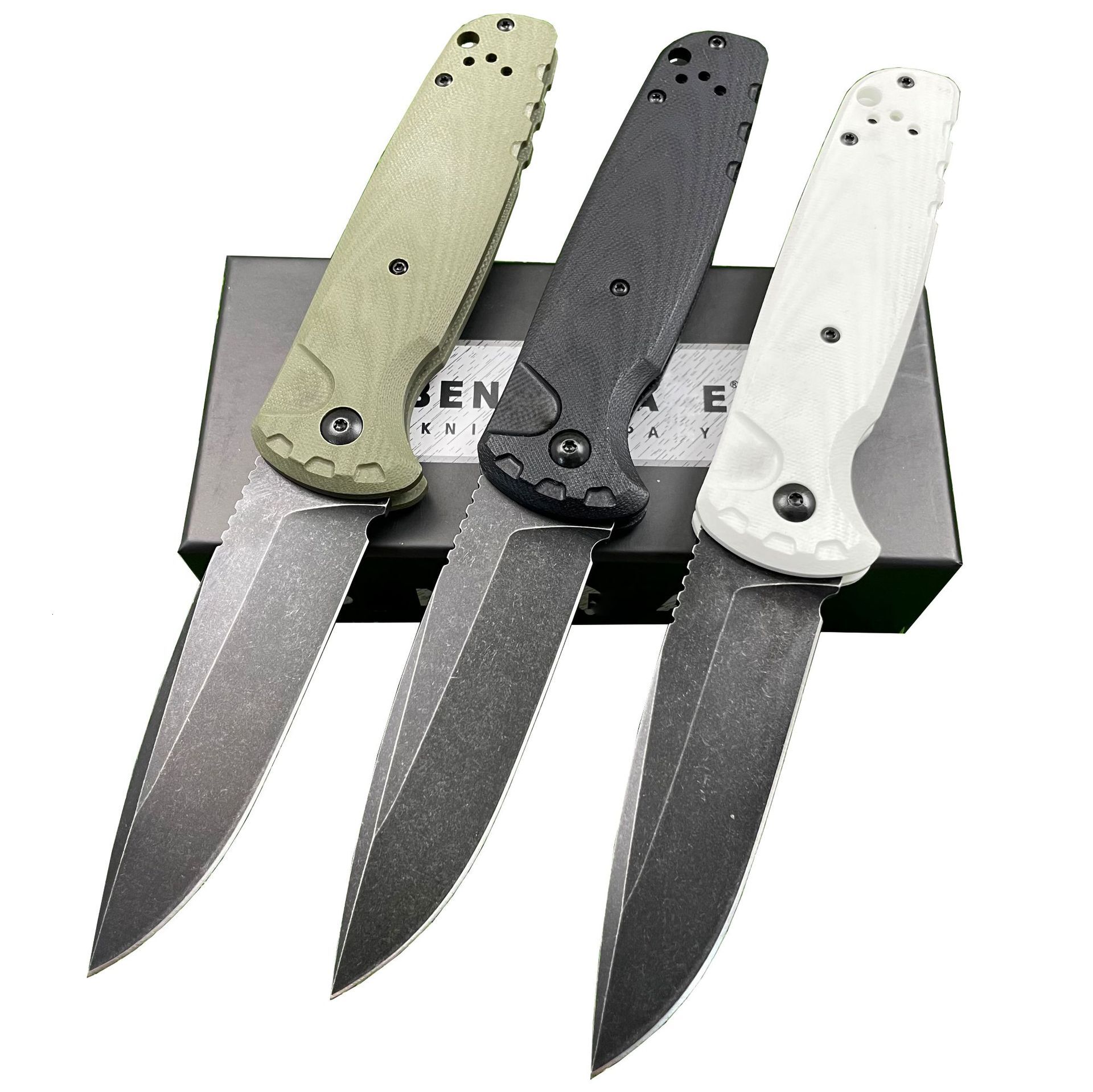 BM4300 Auxiliary Pocket Folding Knife D2 Blade G10 Handle Jungle Hunting Cutting Survival Knives Outdoor Hiking Camping Tool