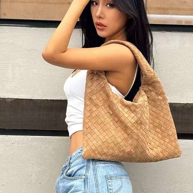 Autumn Winter Hot Niche Handbags, Suede Woven Tote Bag, Casual Large Capacity, Shoulder Underarm Bag, Fashion Daily Women Handbagvv SENYY