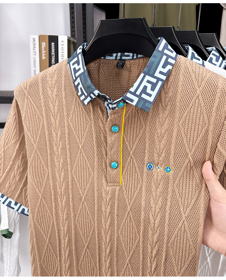 New Fashionable Short Sleeved Designer T-shirt For Men In Summer And Autumn Embroidered Pattern Color Blocked Jacquard Top Outdoor Casual Top