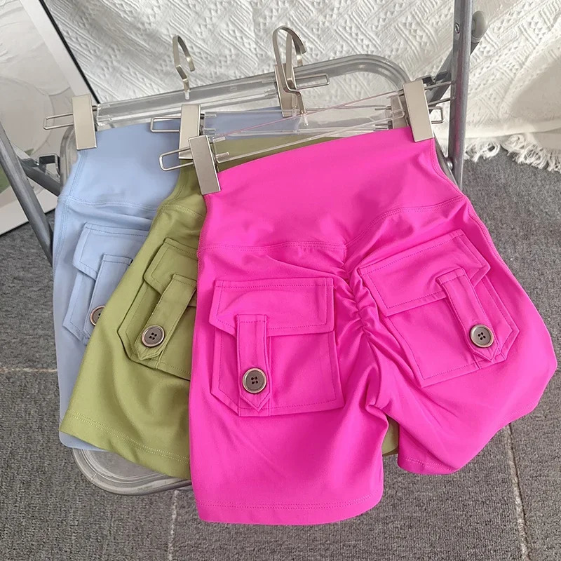 Women Yoga Shorts High Waist Workout Shorts Fitness Yoga Lift Butt Fitness Ladies Yoga Gym Running Short Pants Sportswear 260427