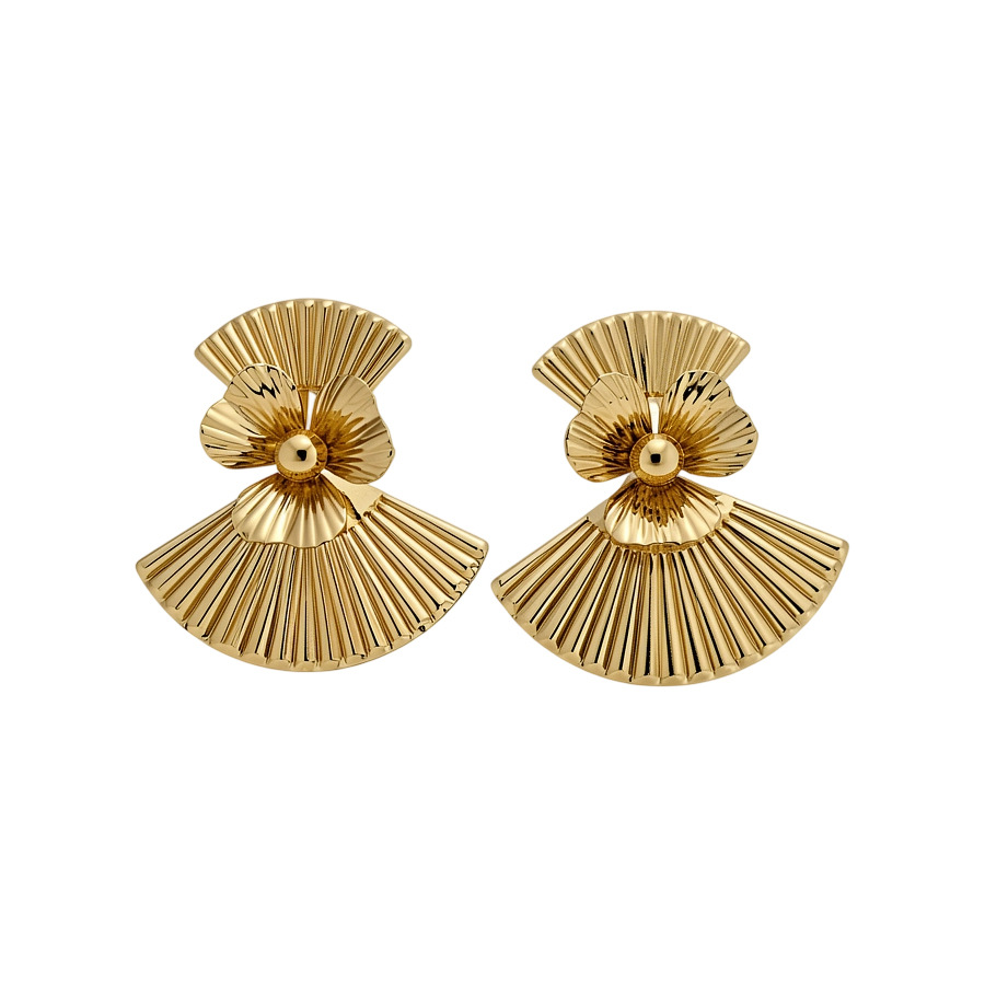 French retro light luxury fan-shaped earrings for women, unique design, elegant earrings, simple and cool style, high-end feel - view 9